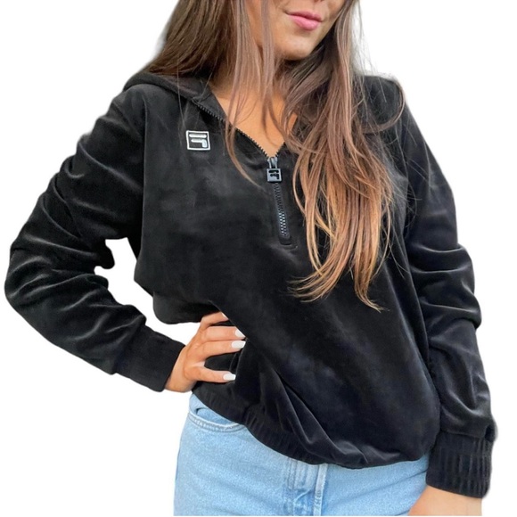 Fila Tops - Fila Black Velour Women's Hoodie
